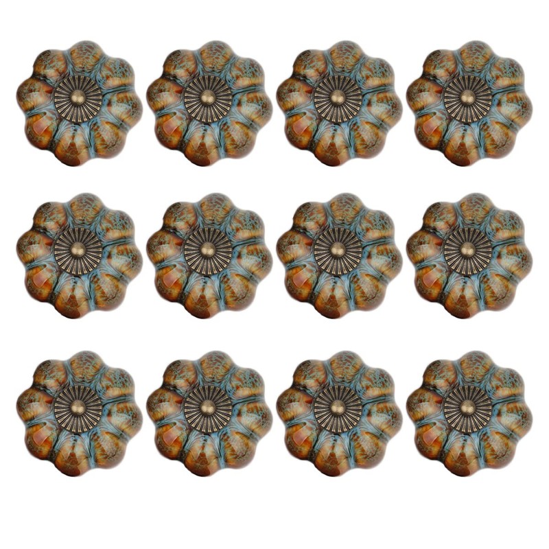 ESreake Yusheng 12 Pack Vintage Ceramic Pumpkin Cabinet Knobs, Kitchen