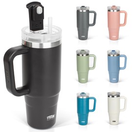 TYESO Tumbler 1.2L Water Bottle, 40.6 fl oz (1200 ml), Insulated Stainless Steel Bottle, Water Bottle with Straw, Handle, Jug, Outdoor, Vacuum Insulated Double Structure, Wide Mouth, Large Capacity