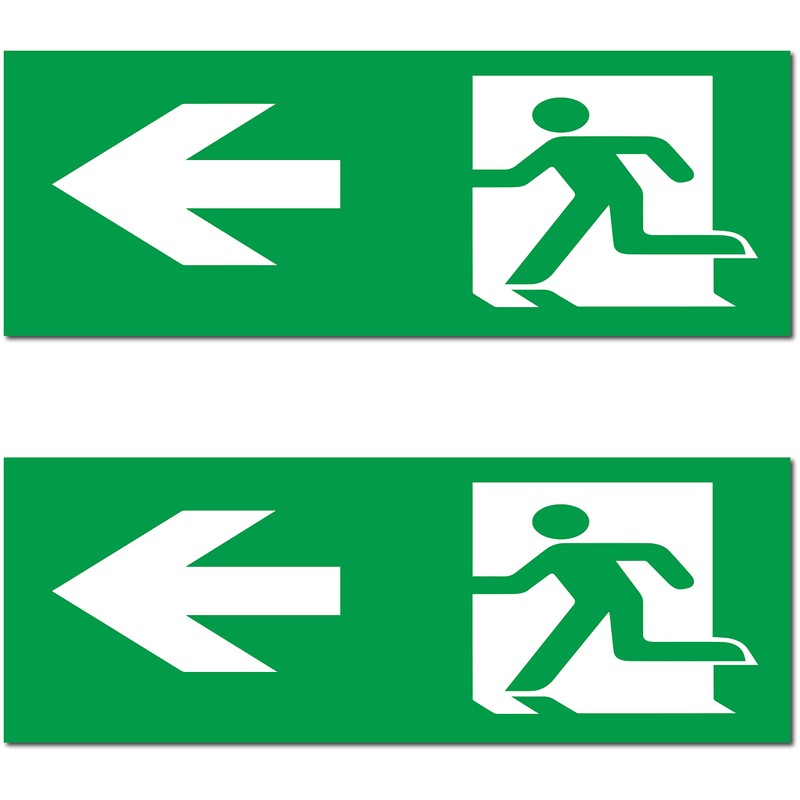 Emergency Exit Sign, Pack of 5, Premium Stickers, 24 cm