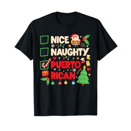 Nice Naughty Puerto Rican Puerto Rico Women Christmas Santa T-Shirt