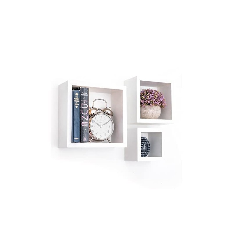 Greenco 3 Cube Floating Shelf, Easy-to-Assemble Floating Wall Mount Shelves