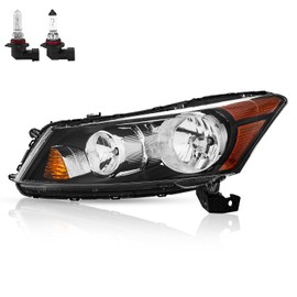 TTUN AUTO Replacement for 2008-2012 Honda Accord Halogen Headlight With Bulbs 33150-TAO-A01,33100-TAO-A01(Driver Side