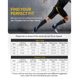 Cambivo 2 Pairs Compression Socks for Women & Men, Sports/Blue, L/XL (Women 8-15.5 / Men 8-13)