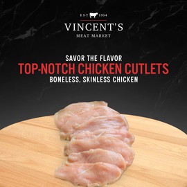 Vincent's Meat Market Chicken Cutlets - All-Natural, Premium Quality, Boneless, Skinless - Thin, 8 lbs (4 Packs of 2 lb)