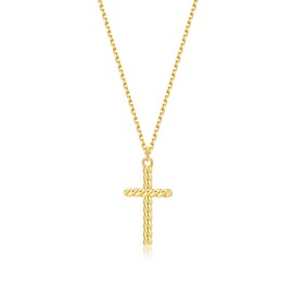 SILBERTALE 925 Sterling Silver Dainty Crucifix Necklace for Women Minimalist Cross Pendant Clavicle Necklace 15.75-17.72 Inches, Sterling Silver