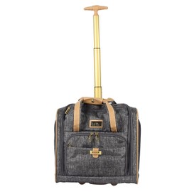 Nicole Miller Underseat Luggage Collection - Small Lightweight 15 Inch Under Seat Bag - Briefcase for Women - Carry On Suitcase with 2- Rolling Spinner Wheels (Paige Silver)