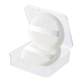 2pcs Large Powder Puff,4.13 Inch Jumbo Pure Cotton Powder Puff with Case,Round Fluffy Velour Powder Puff Ultra Soft Velour Body Powder Puff For Loose Body Powder Cosmetic Foundation Sponges,White