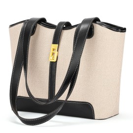 SENDEFN Tote Bag, Canvas Shoulder Bag, Large Capacity, Large Capacity, Zippered, Simple, Popular, Work or School Commute, Handbag, Black