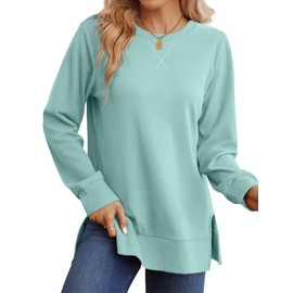 Saloogoe Womens Long Sleeve Tops Tunic Sweatshirt for Leggings Crewneck Travel Outfits L
