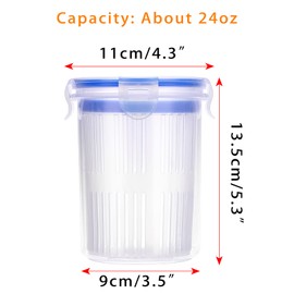 JUXYES Plastic Pickle Container Jar with Strainer Flip, Transparent Pickle Storage Container with Strainer Insert, Pickle Jar Juice Separator Dry Wet Separation Pickle And Olive Container with Lock It