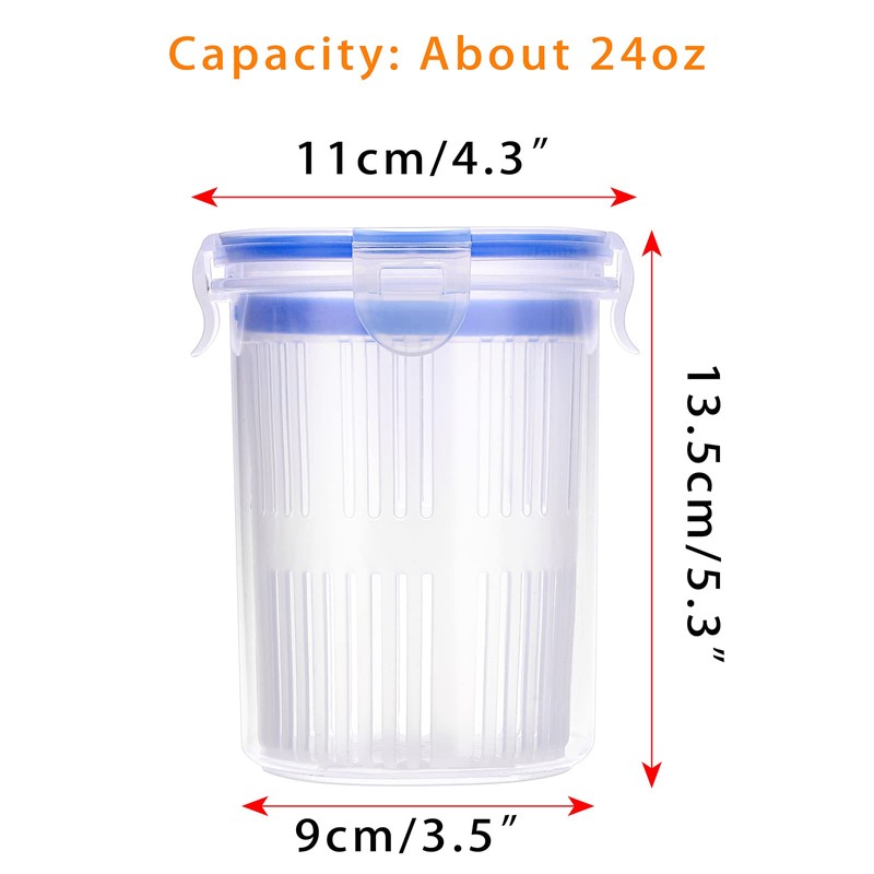 JUXYES Plastic Pickle Container Jar with Strainer Flip, Transparent Pickle