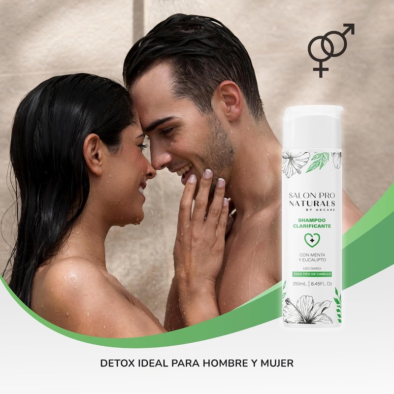 Shampoo Detox Profesional Anticaspa Natural con Menta Hombre y Mujer
