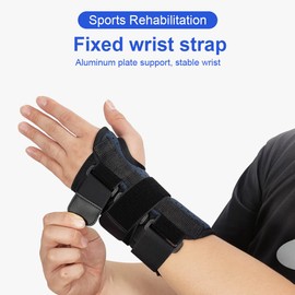 TOFBS Wrist Brace Carpal Tunnel Syndrome Splint, Wrist Bandages with 3 Metal Splints for Sports Sprains, Arthritis, Tendonitis, Wrist Support (Left x Blue)
