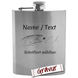 Fishing Gift Hip Flask with Engraving, Angler Gifts for Men, Gift Idea Men, Dad and Grandpa for Birthday, Retirement, Father's Day