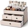 KINGFOM Make Up Organiser with Drawer Makeup Organiser PU Leather