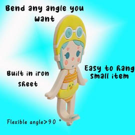 Gebaozhen 4PCS Cute Key Hooks for Wall Decor Cartoon Adhesive Wall Hooks for Kid Room Girl Bedroom Small Wall Hooks Hanging Keys Headband Hat Wallet Small Items