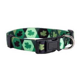 Native Pup St Patricks Dog Collar- Saint Patrick Green Shamrock Pet Collars- St. Patrick’s Lucky Irish- Cute Boy Girl Puppy Gift- Adjustable for Small, Medium, Large Breeds (Argyle, Large)