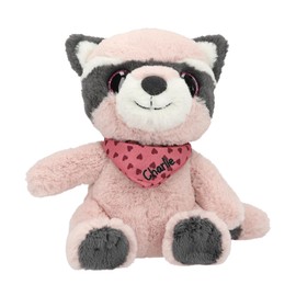 Depesche 13431 Snukis Cuddly Toy Raccoon in Pink/Grey with Pointed Ears, Approx. 18 cm Plush Toy with Pink Heart Scarf