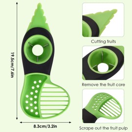 Disnace 3-in-1 Avocado Slicer, Avocado Corer and Avocado Peeler, Plastic Avocado Slicer, Multifunctional Kitchen Tool for Picnic and Household Use, Green