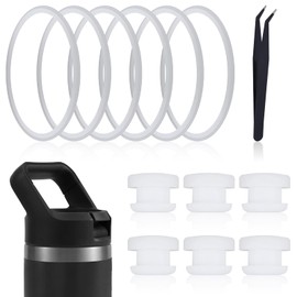 6pcs Water Bottle Seal Ring & Breather Plug Kit, Including 6 Breather Plug & 6 Cap O Ring Gasket Replacement Accessories Compatible with YETI Rambler Jr 12oz Kid Cup (Outer Diameter: 2.72x2.72 Inch)