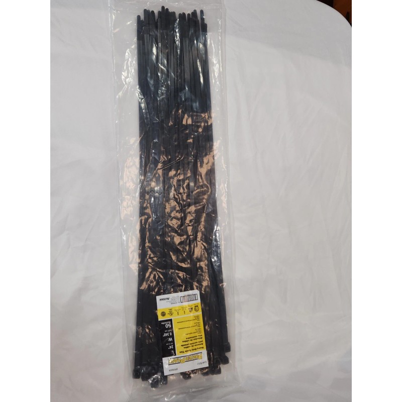 PowerPhase (50)- 24" Long Heavy Duty Plastic Zip Cable Ties,UV,