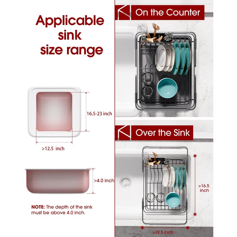 Sakugi Dish Drying Rack in Sink- Expandable Dish Rack Used