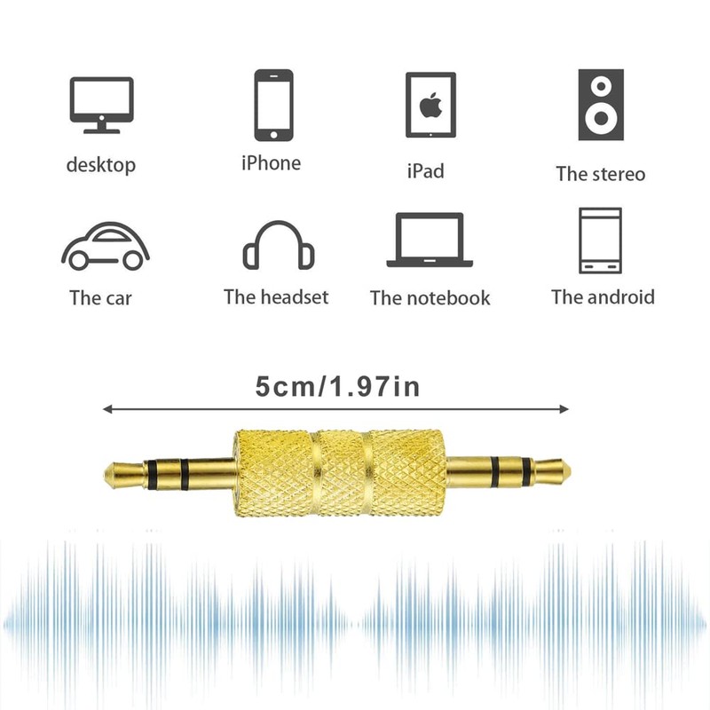 Greluma 3pcs 3.5mm (1/8") Male to Male Stereo Coupler Adapter