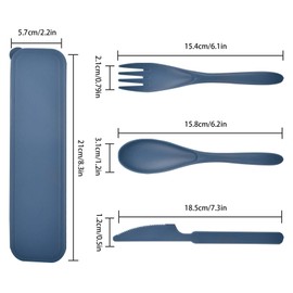 Travel Cutlery Set with Case, Portable Cutlery Set, Reusable Plastic Forks, Spoons, Tableware, Camping Cutlery Set for Travel, Picnic, Outdoor, Office, School, Lunch Box or Daily Use