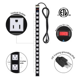 AXTRA 16-Outlet Metal Surge Protector Power Strip, 9 ft Extension Cord, 450 Joules, 15-Amp Integrated Circuit Breaker Overload Protection for Home, Office, School, Garage, Computer, TV [ETL Listed]