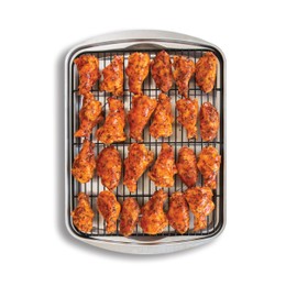 Nordic Ware Oven Crisp Baking Tray 2pc Set Includes Pan and Rack; Natural Aluminum For Air Frying, Crisping, Broiling, Baking; Cooking Surface 17 x 12 Inches