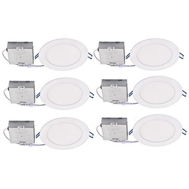 Topaz Lighting (Pack of 6) 77234 12W Slim 6" Dimmable Recessed Ceiling Downlight, 4000K, White, Easy to Install, Save Time and Money, Energy Efficient LED Lighting