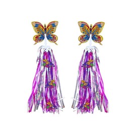 F&R BICYCLE GRIPS METALLIC STAR POM-POM STREAMERS RABBIT CARTOON DESIGN MULTI/COLOR.