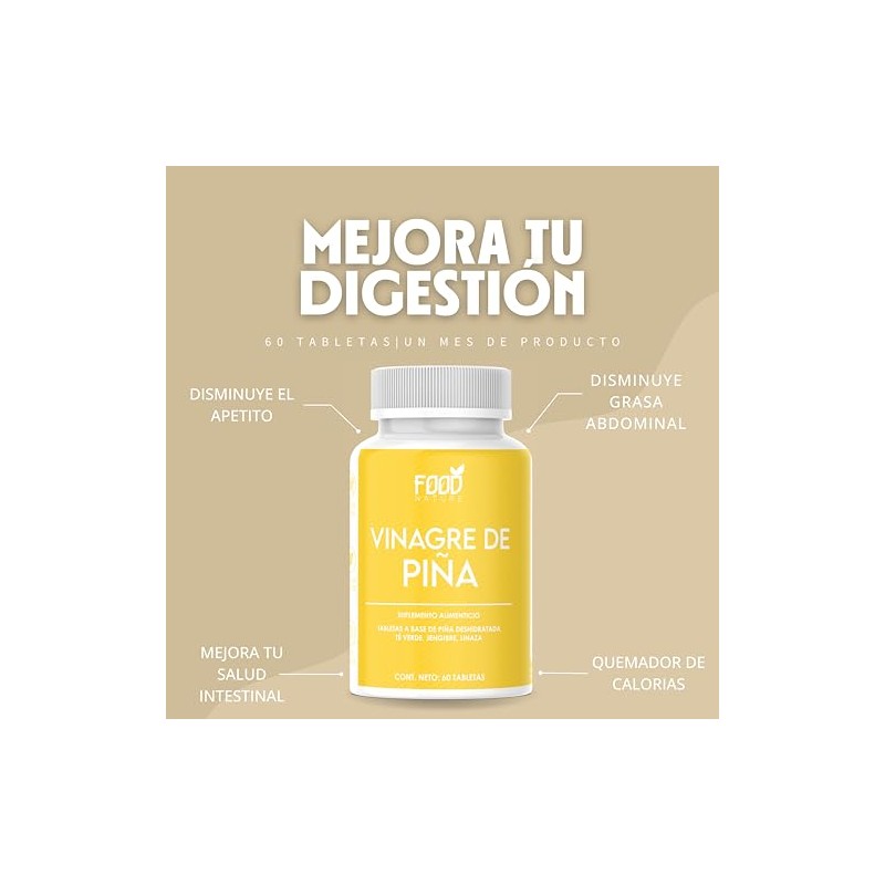 Vinagre de Piña, Suplemento Alimenticio Premium, 60 Tabletas.