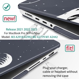 May Chen Compatible with MacBook Pro 14 inch Case 2023 2022 2021 Release M3 A2918 A2992 M2 A2779 M1 A2442 Pro/Max, Plastic Hard Shell Case with Keyboard Cover & Screen Protector, Astronaut Flight