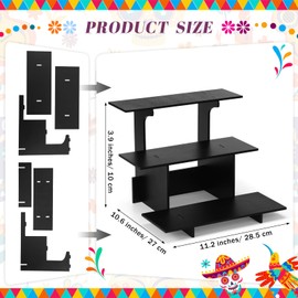 Day of The Dead Altar Kit Día De Muertos Altar Decor Set Include 3-Tier Black Wooden Stand, 2 Papel Picado Banner String Flags, 5ft Artificial Marigold Flowers Garland for DIY Party Decoration