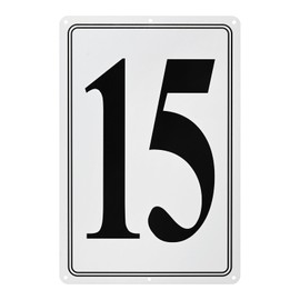 M METERXITY Aluminum Number Sign 15, 11.8 Inch House Numbers and Metal Letters, Parking Spot Letter Signs, Metal Letter Wall Decor for Garden/Door/Mailbox [Black Text On White]