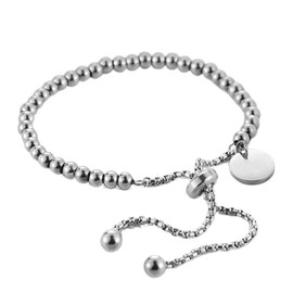 WDIYIEETN Fashion Jewelry 14k Gold Plated Stainless Steel Adjustable Bolo Bead Ball Slider Bracelet Slider Extender Chains Friendship Lucky Beads Bracelets (Silver)