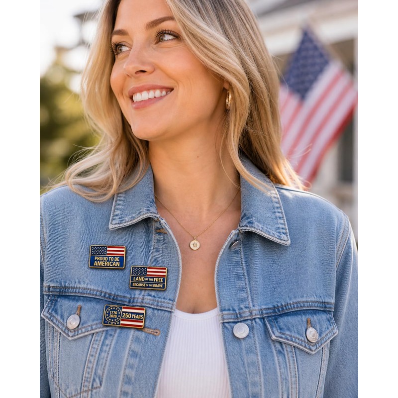 America 250 Patriotic Flag Pin Set of 3
