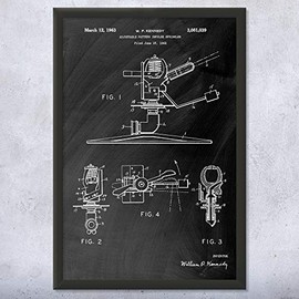 Framed Impulse Sprinkler Print, Sprinkler Blueprint, Lawn Care Art, Landscaper Gifts, Hardware Store Art, Garage Decor Black Chalkboard (9x12)