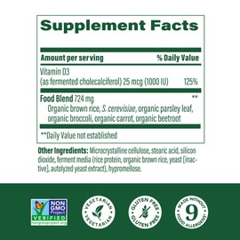 MegaFood MegaFood Vitamin D3 1000 IU (25 mcg) - Vitamin D Supplements with Real Food, Immune Support, Supports Bones, Teeth & Muscles, Vegetarian, Gluten-Free, Non-GMO, Kosher C 90 Tablets, 90 Servings