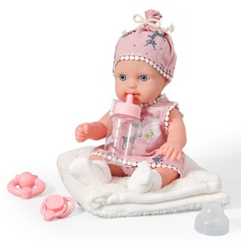 TICTTGA 12in Baby Doll Toys for 2 + Year Old Girl Gift Box with delicately Dressed Doll Bottle Rattle Pacifier and a Blanket