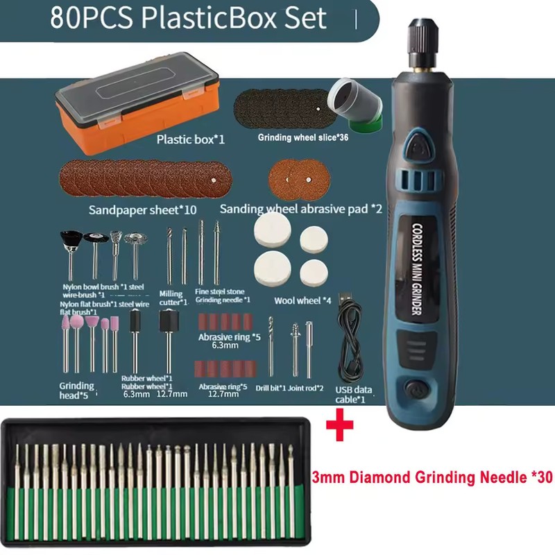 3.6V Cordless Mini Rotary Tool 3-Speed USB Rechargeable Grinder