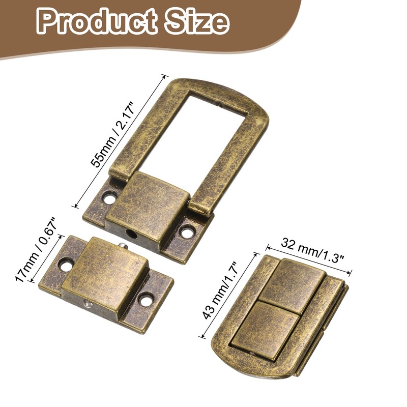 sourcing map 6pcs Toggle Catch Lock, 1.7" x 1.3" Hasp