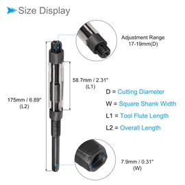 CoCud Hand Reamer, 17-19mm Cutting Diameter 6 Flutes, High Speed Steel Adjustable Milling Cutter Tools - (Applications: for Aluminum Iron)