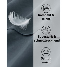 Fit-Flip Microfibre Towel in All Colours and Sizes, Lightweight Sports and Travel Towel, Quick-Drying, Large Bath Towel, Pack of 1, 100 x 50 cm, Anthracite Grey