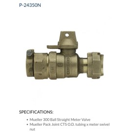 Mueller 3/4" Inline Ball Meter Valve P 24350  Curb Stop  Free Shipping