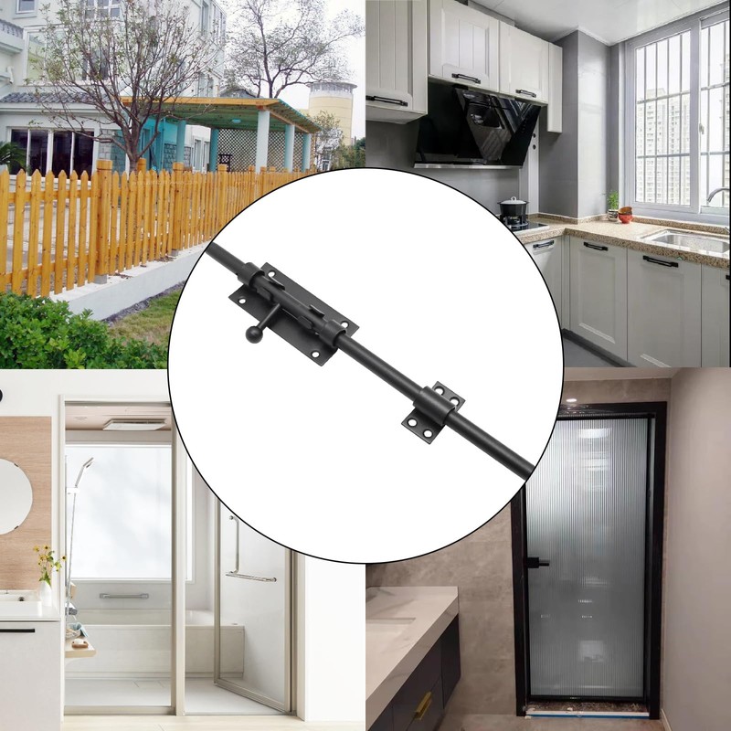 Aynaxcol 2 PCS 12-Inch Black Sliding Bolt Door Latch with
