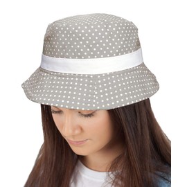 TOSKATOK® UPF 50+ Polka Dot Cotton Sun Hat for Women Reversible Reversible Bucket Hat, gray