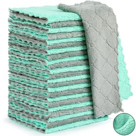 B-FUL 24 Pack Microfiber Kitchen Towels, Dish Cloths, Cleaning Rags, Kitchen Cleaning Towels, Ultra Soft Absorbent for Cleaning dishwashing, Kitchen, Bath, Lint-Free, Reusable Microfiber Dishcloths
