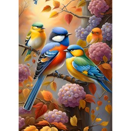 DPHERO DIY Colourful Birds Diamond Painting Kits Pictures for Adults Beginners, 5D Birds Diamond Painting Set, DIY Flowers Round Stones Diamond Art Kits, Diamond Art for Home Decor 30 x 40 cm